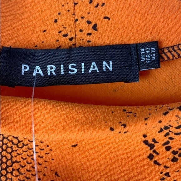 Orange Snake Print High Neck Bodycon Dress NWT - Picture 4 of 6